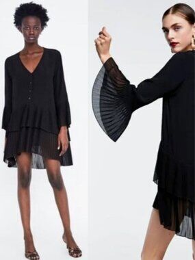 peplum dress zara Zara Basic Peplum Dress, Black, Size S, EUC